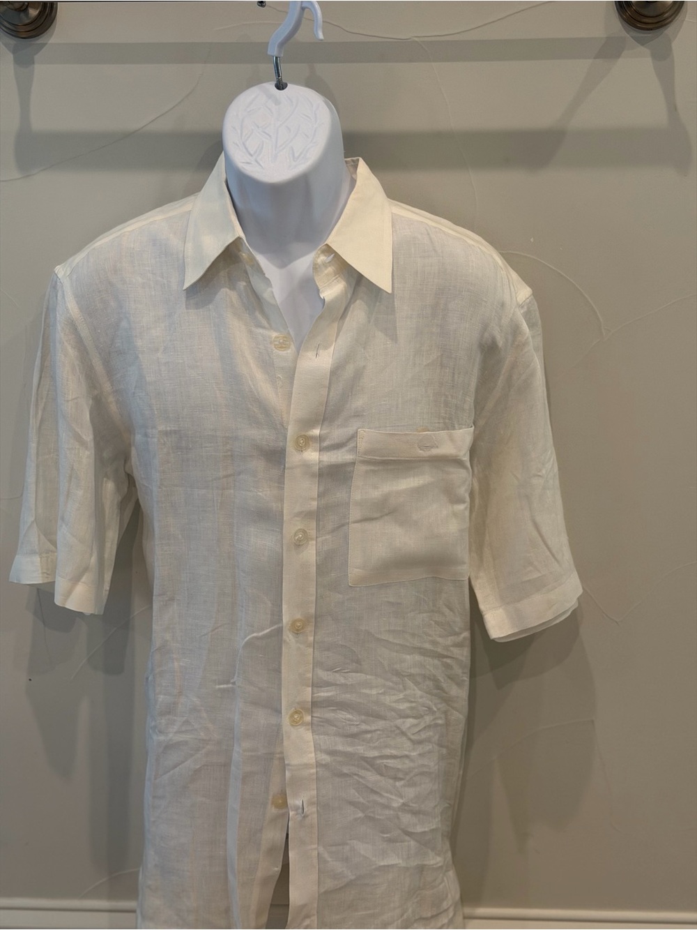 Weekender Men's Short-Sleeve Linen Shirt - Cream- size M